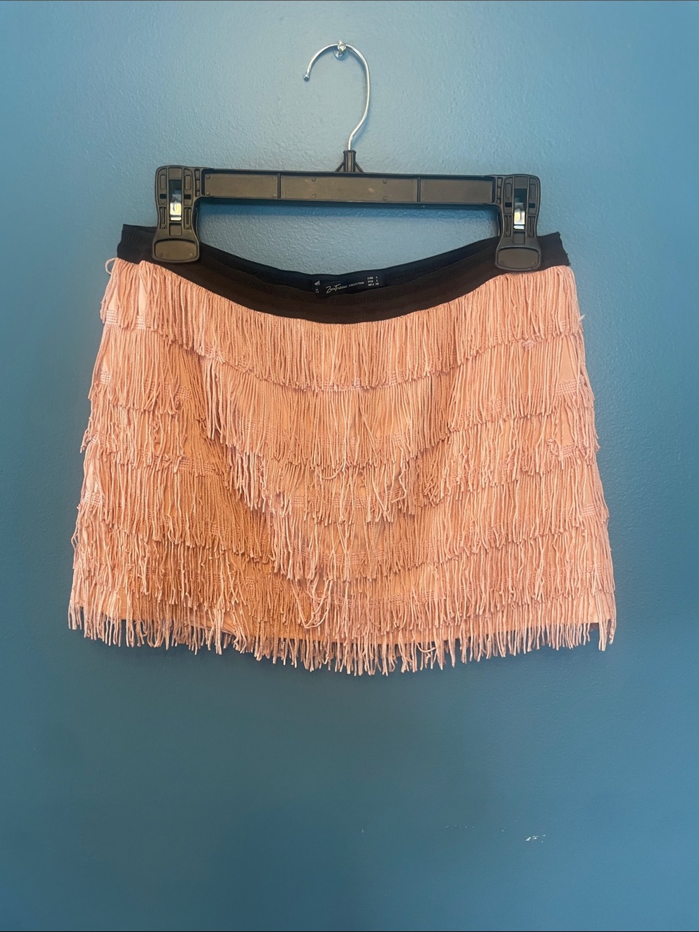 Fringe Mini Skirt with shorts in Blush Pink